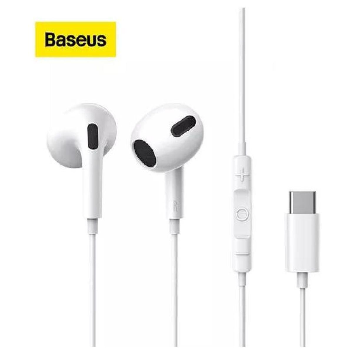 GENERICO - Audífonos con cable Baseus tipo C con micrófono para Xiaomi blanco