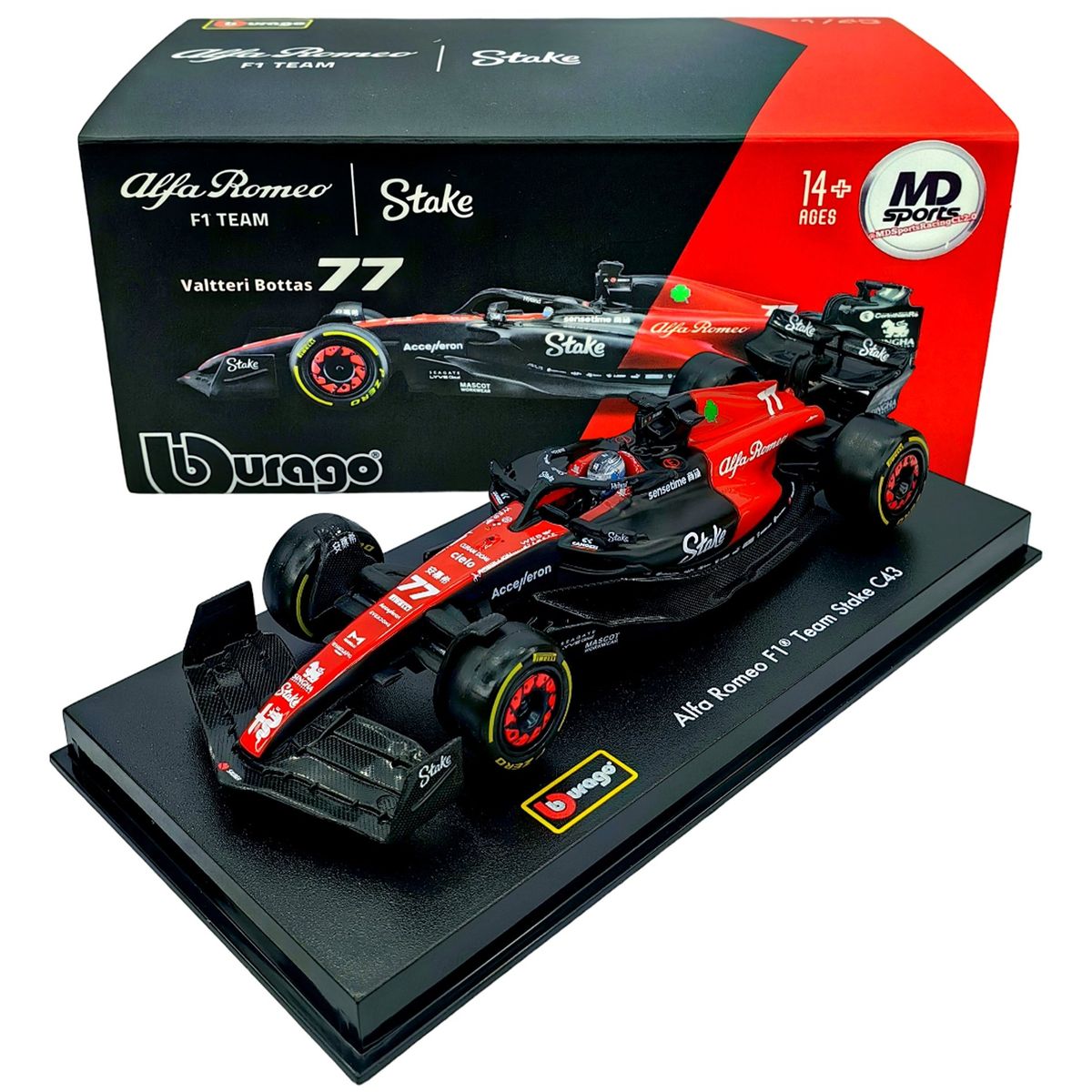BBURAGO - Auto F1 Alfa Romeo C43 2023 #77 Bottas Caja Acrilica 1:43