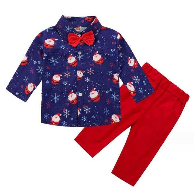 ANGO - CONJUNTO  bebé NAVIDAD Diseños GUAYABERA AZUL Y pantalon largo