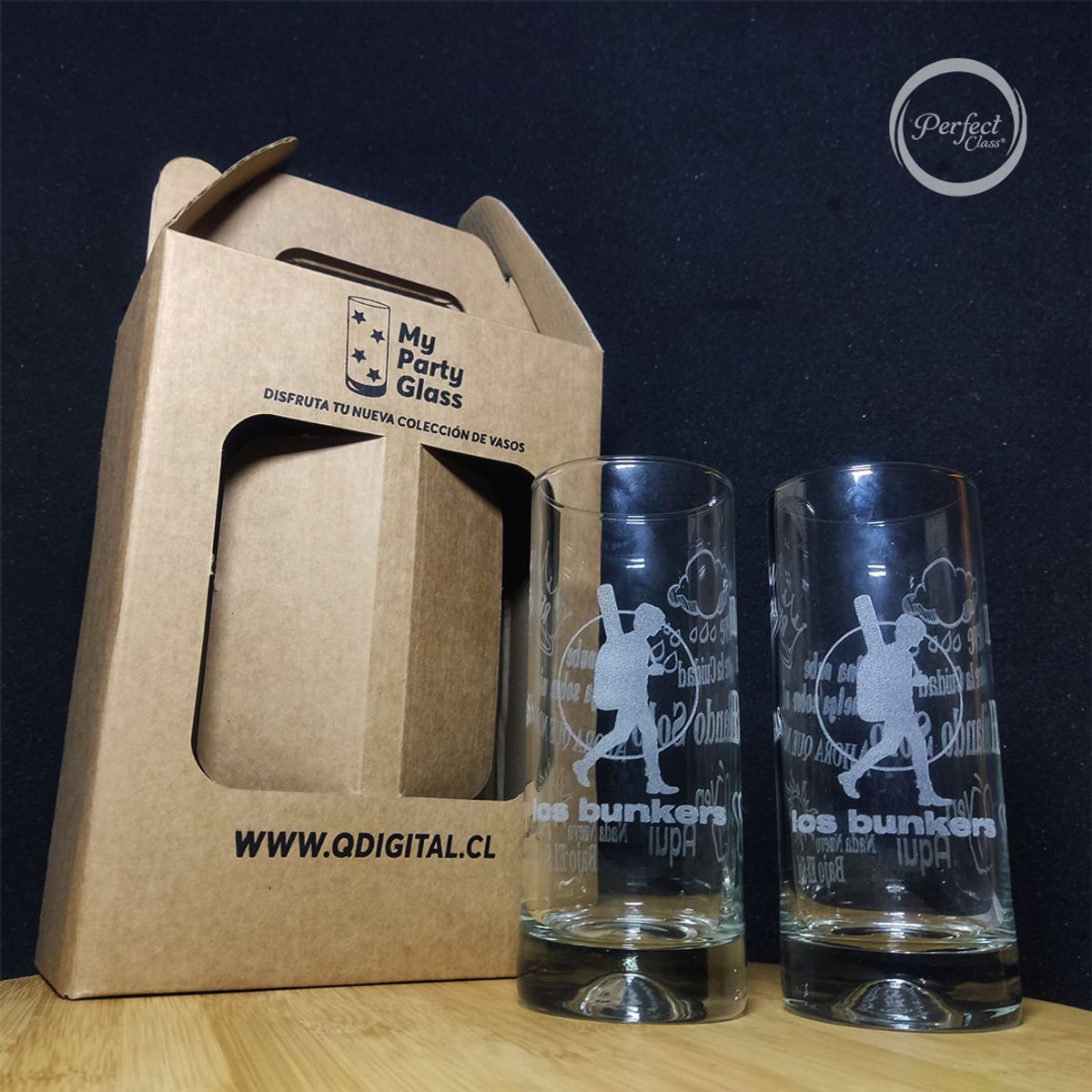 PERFECT CLASS - Set 2 Vasos "Los Bunkers" 450ml Piscoleros