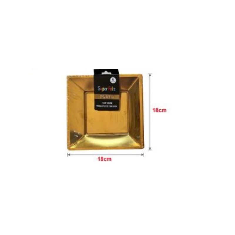 GENERICO - PLATOS PARA FIESTA 18 CM x 18 CM 6 PCS