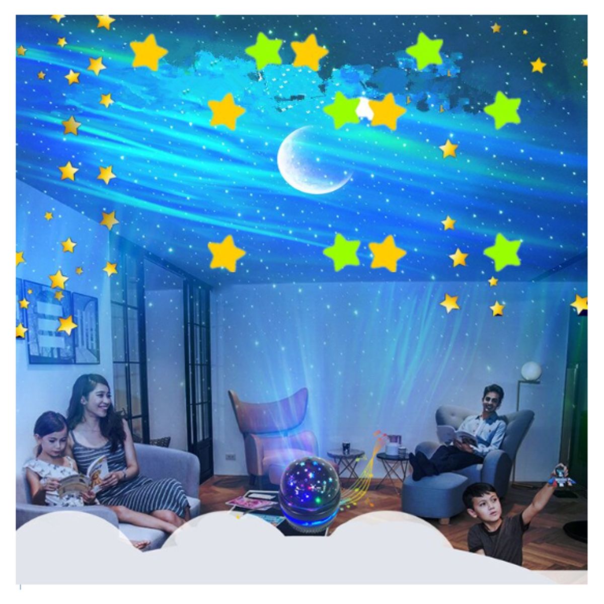 GENERICO - Proyector De Luz De Cielo Estrellado Esfera Mágica USB Giratoria