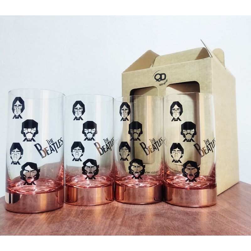 PERFECT CLASS - Set 4 Vasos "The Beatles" 500ml Cobrizado