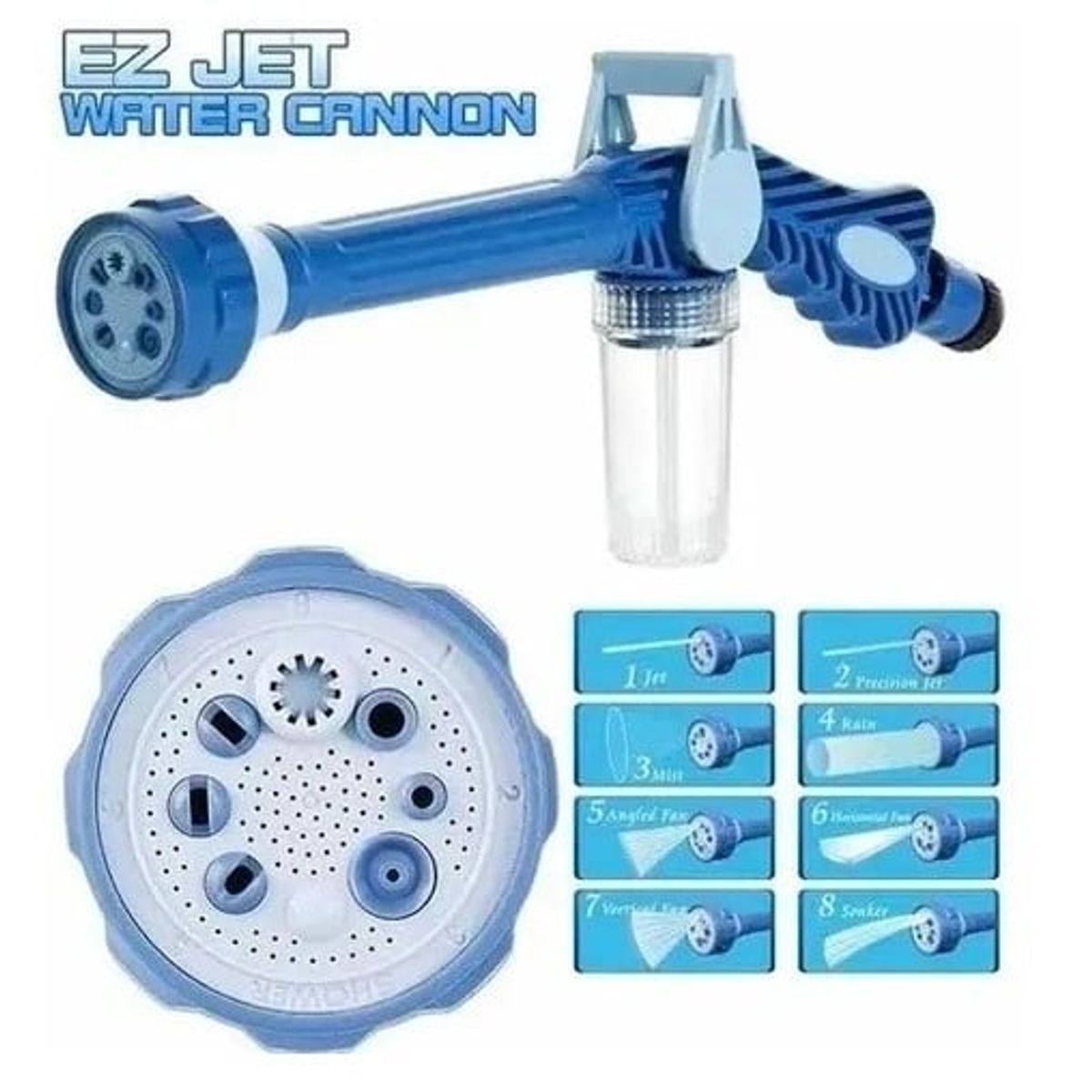 GENERICO - Pistola Multifunción De Pulverización De Agua A Chorro Con 8 Boquillas