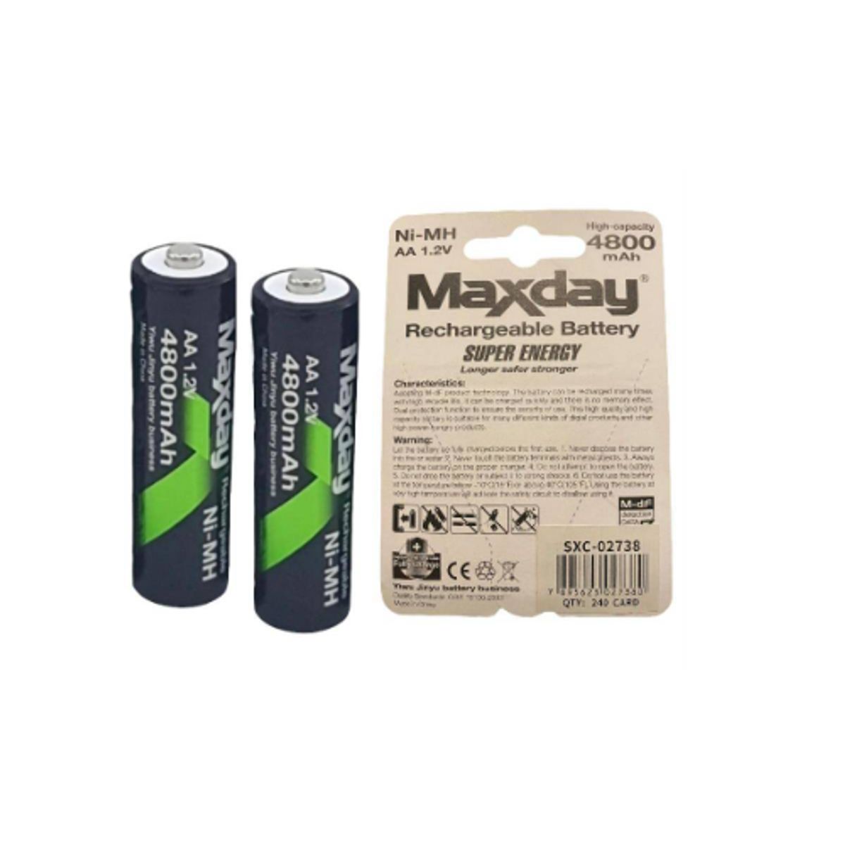 GENERICO - Pack De 2 Pilas Recargables Doble A  De 4800 mAh