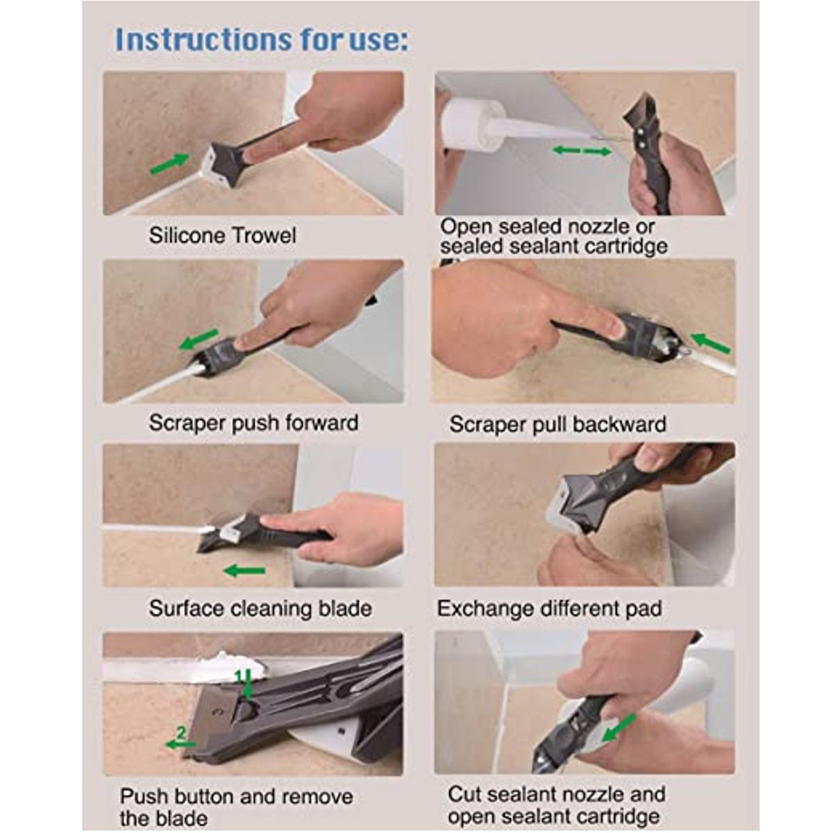 GENERICO - Removedor De Silicona Sellador De Calafateo Herramienta 5 en 1