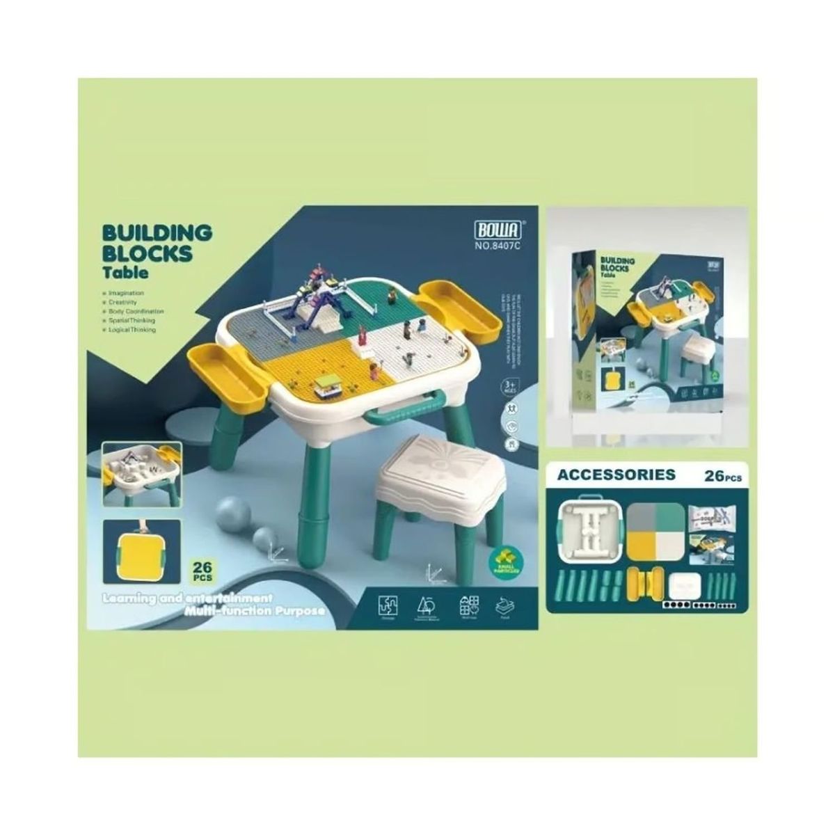 GENERICO - Bloques De Construccion Ensamblados Mesa Y Silla Niños