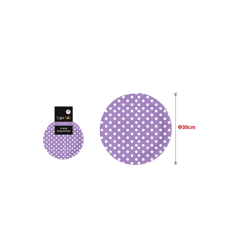 GENERICO - PLATOS PARA FIESTA LUNARES  30 CM 10 PCS