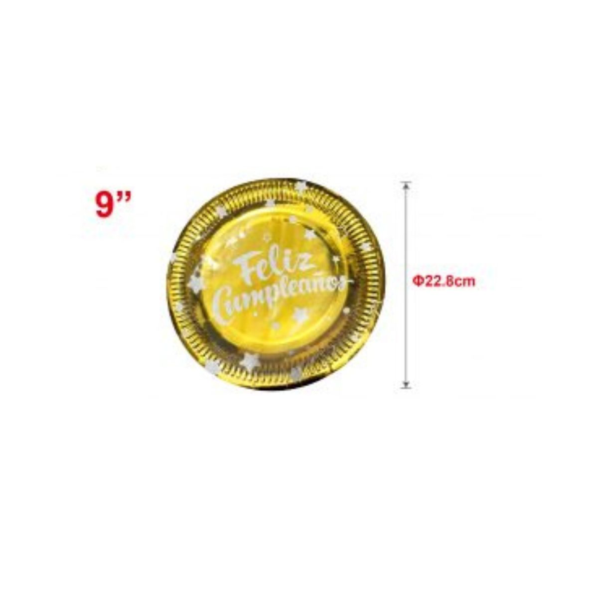 GENERICO - PLATOS PARA FIESTA FELIZ CUMPLEAÑOS 22 CM