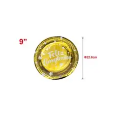 GENERICO - PLATOS PARA FIESTA FELIZ CUMPLEAÑOS 22 CM