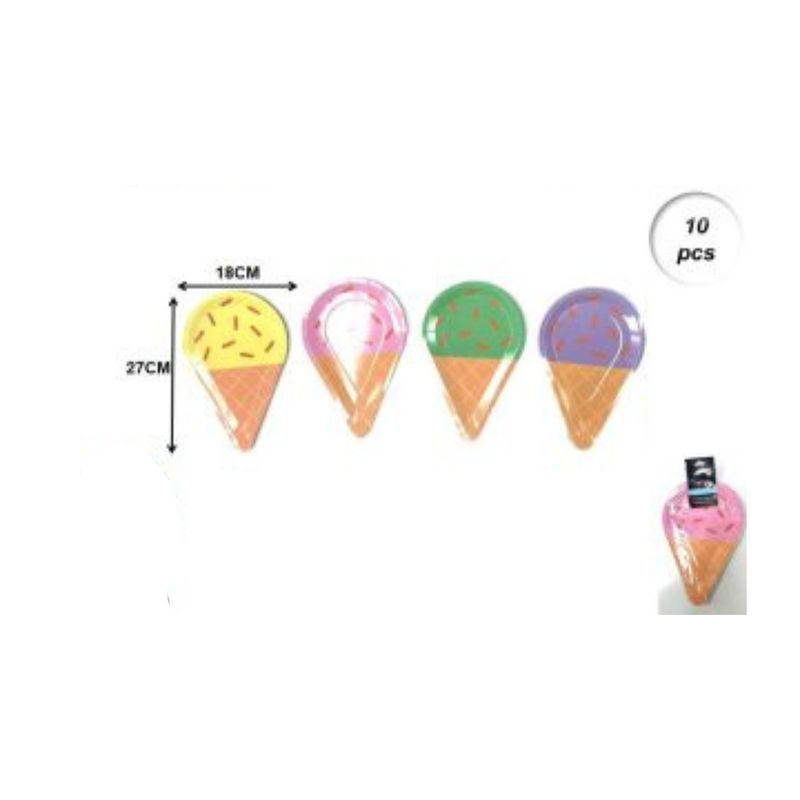 GENERICO - PLATOS PARA FIESTA HELADO 27 CM X 18 CM 10 PCS