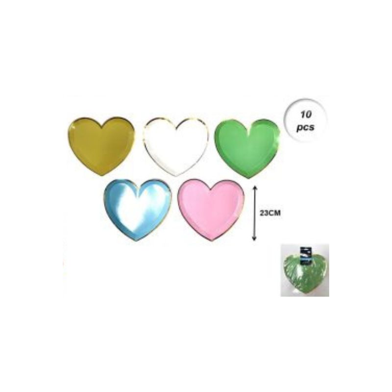 GENERICO - PLATOS PARA FIESTA CORAZON 23 CM 10 PCS