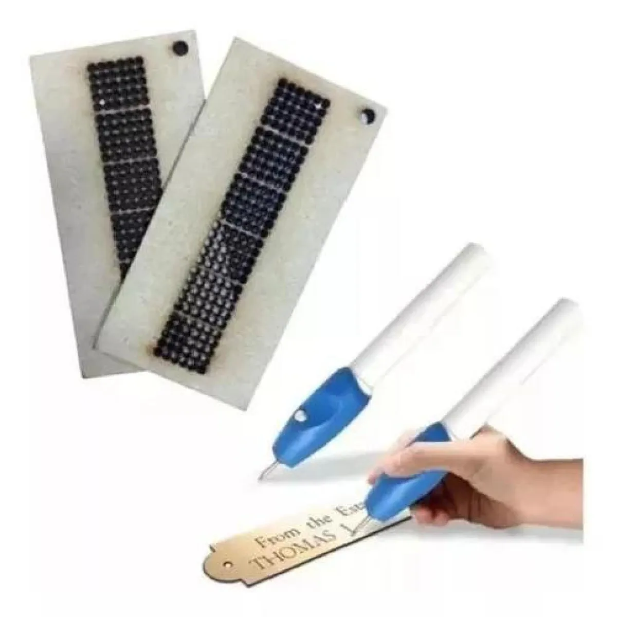 GENERICO - Pack de plantilla más lápiz rotulador para grabado de placas