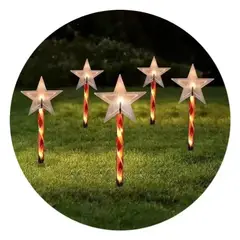 GENERICO - Bastones de Navidad Decoracion Navideña Solar Figura Estrella