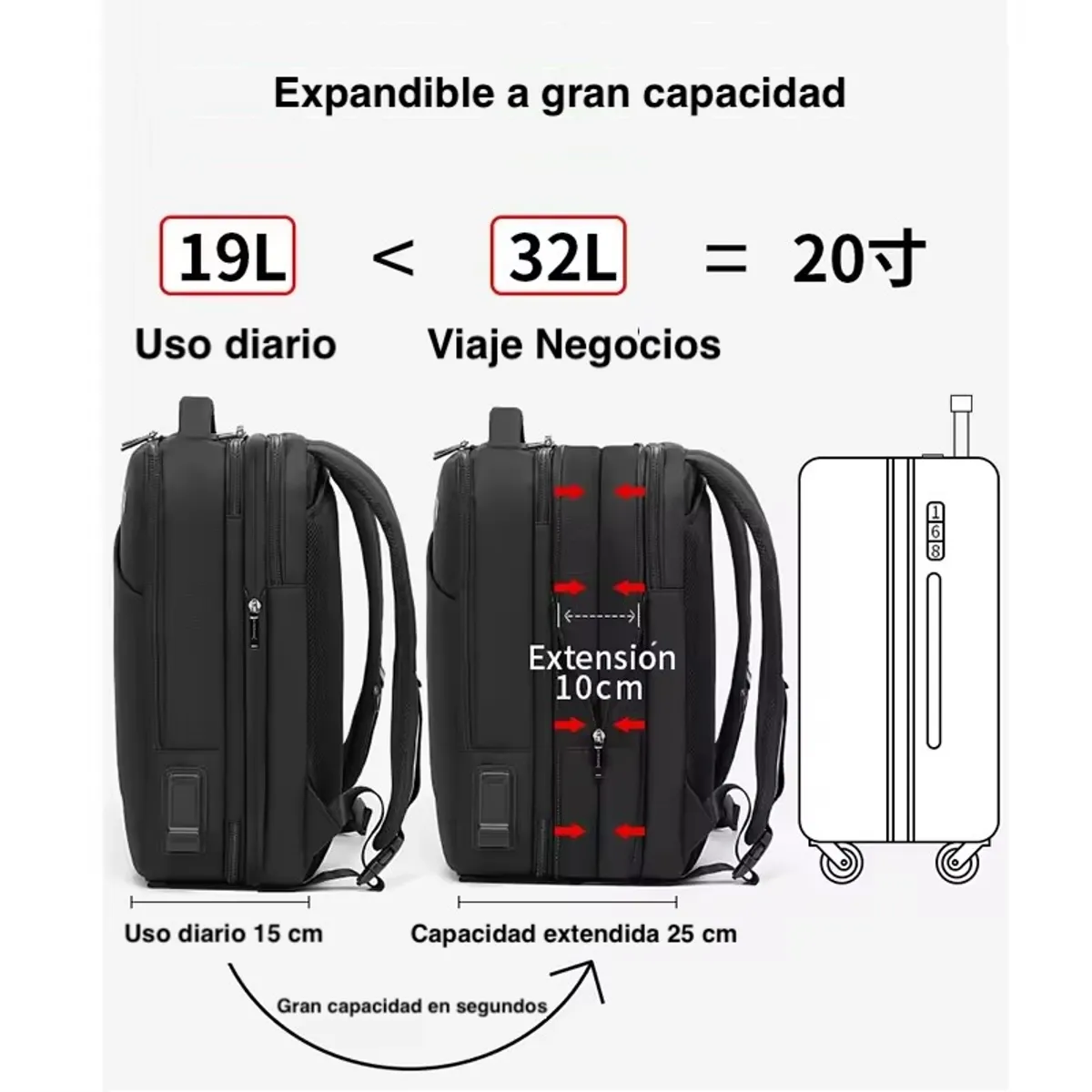 ARCTIC - Mochila Expandible Arctic Hunter 32L Viajeros Cabina Avion