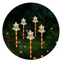 GENERICO - Bastón de Navidad - Decoración Navideña Figura Solar Campana