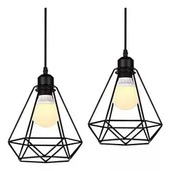 GENERICO - Pack X2 Lampara Colgante Vintage Tipo Diamante Decoracion