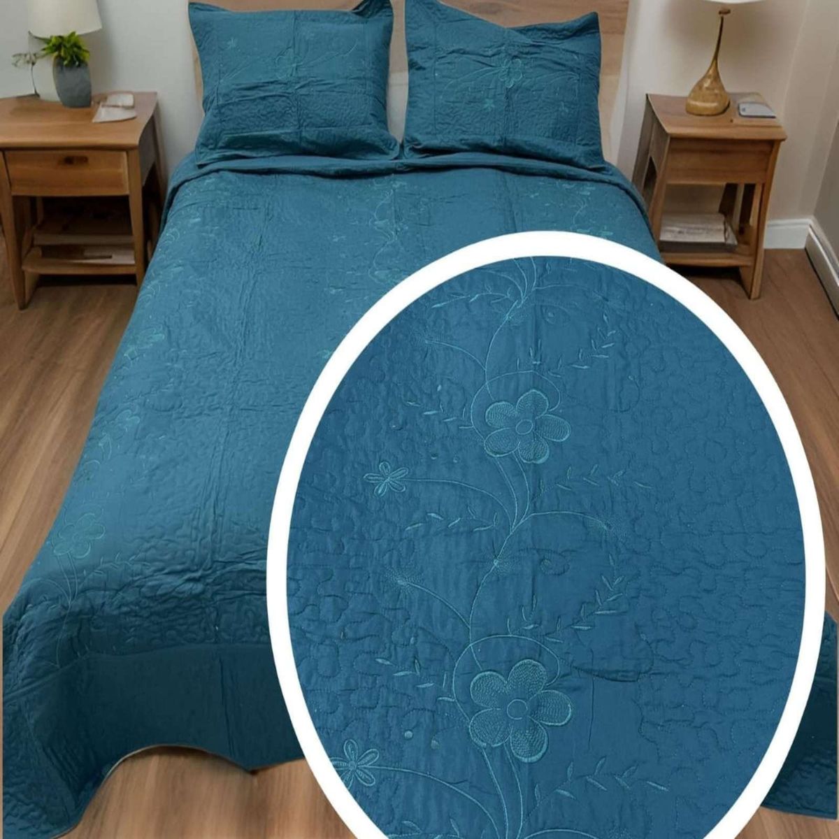 GENERICO - CUBRECAMA BORDADO 2 PLAZAS.