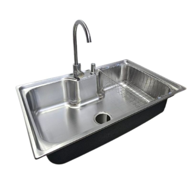 MODERN SPACE - Lavaplatos Riñon 80x50 Cm + Llave+ Rejilla + Dispensador