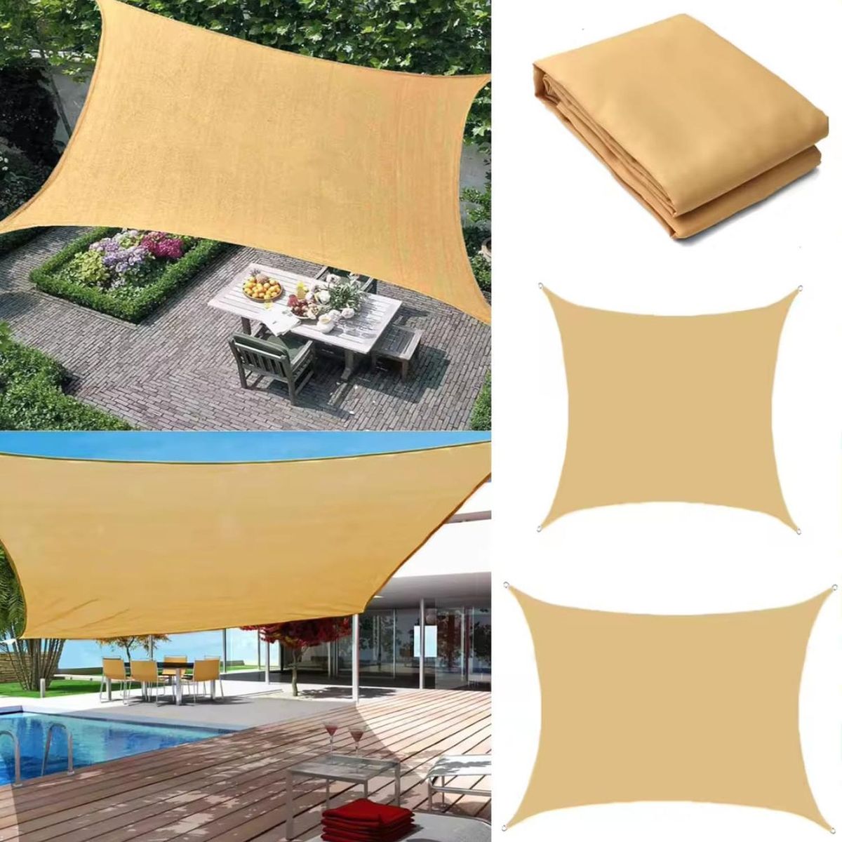 GENERICO - Toldo Vela Cuadrado 5 x 5 Malla Para Sombra