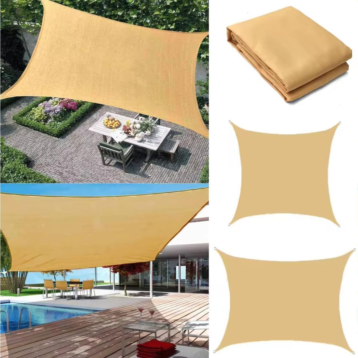 GENERICO - Toldo Vela Cuadrado 5 x 5 Malla Para Sombra