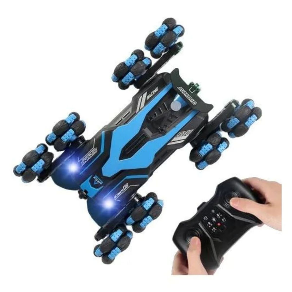 GENERICO - Auto con Control Remoto 360 de Acrobacias Azul Efecto Humo