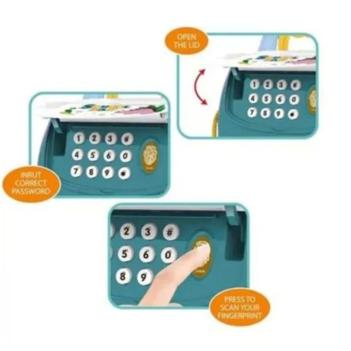 GENERICO - Alcancía Infantil Mochila Electrica Sensor De Huella Verde