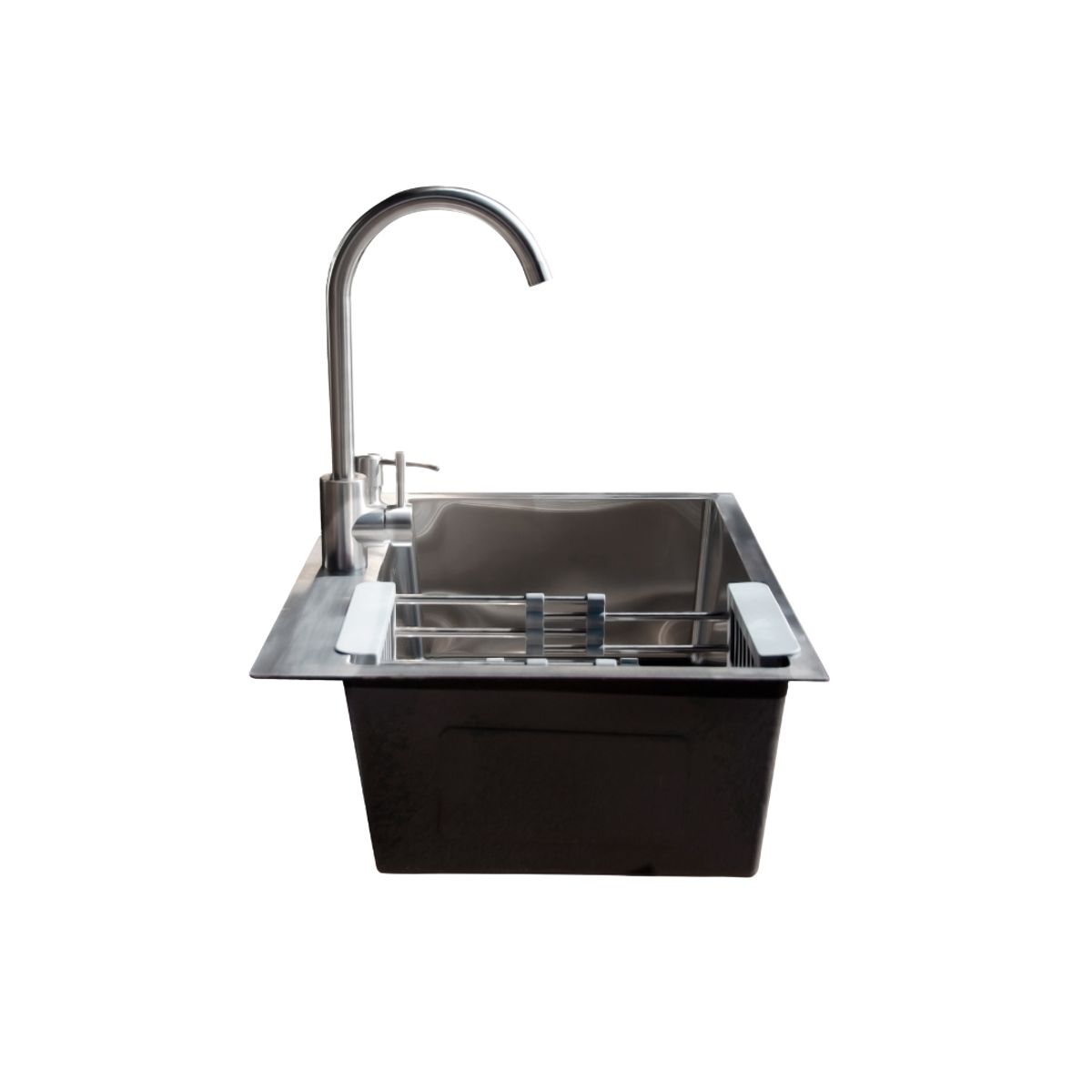 MODERN SPACE - Lavaplatos 75x45 Cm Plateado Rejilla +dispensador + Grifería