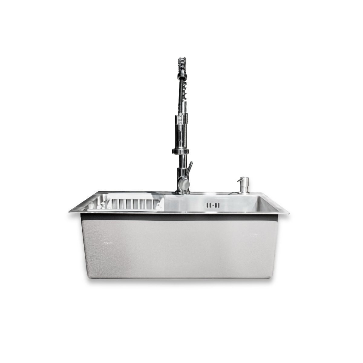 MODERN SPACE - Lavaplatos 75x45 Cm Plateado Rejilla + Dispensador + Llave