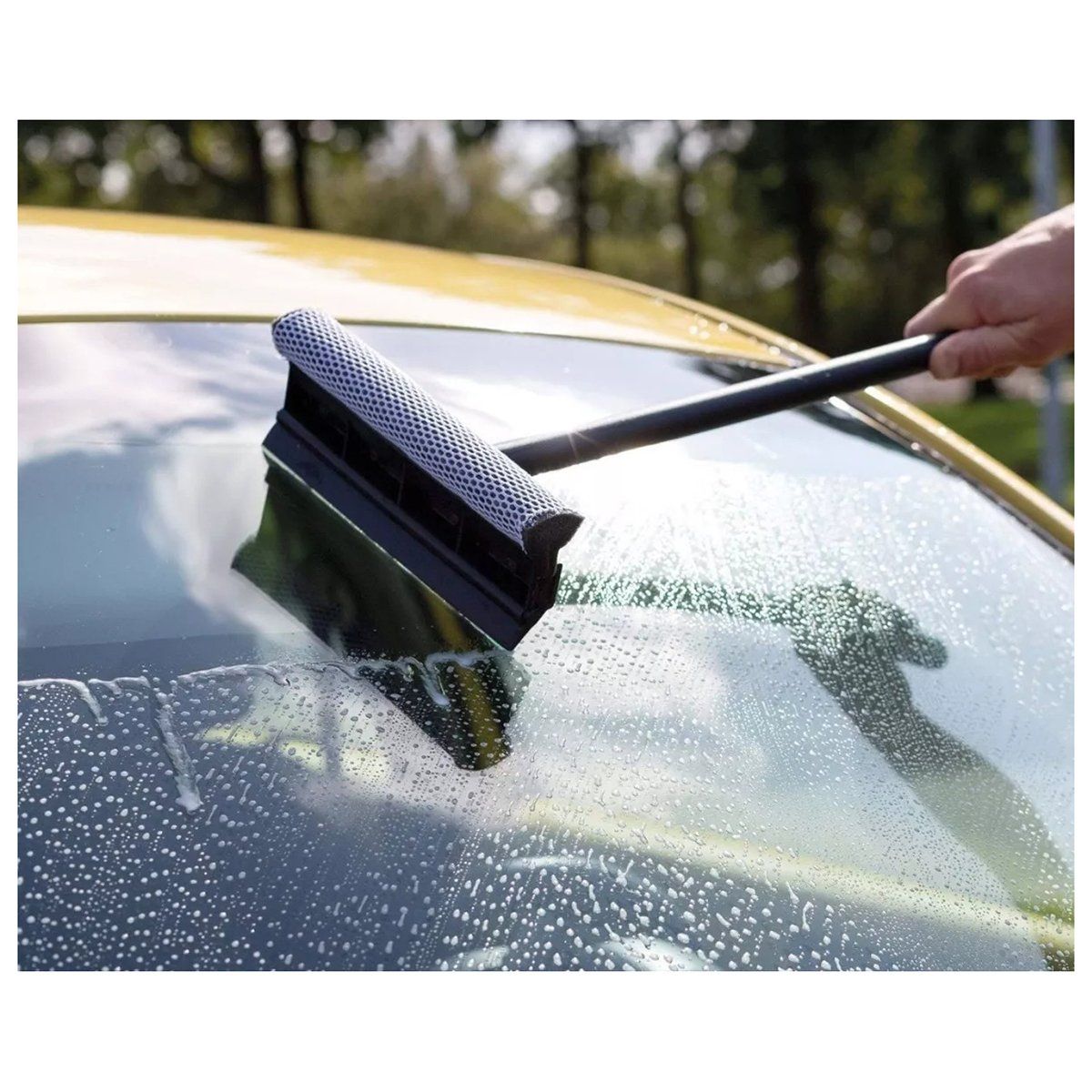 BELKRA - Limpiador Vidrios Ventanas Auto Hogar Con Estropajo Y Malla