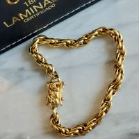 Pulsera ORO LAMINADO 18K Tejido TOURBILLON GRUESO Con BROCHE CAJÓN