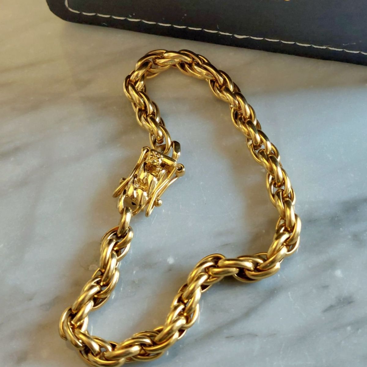 GENERICO - Pulsera ORO LAMINADO 18K Tejido TOURBILLON GRUESO Con BROCHE CAJÓN