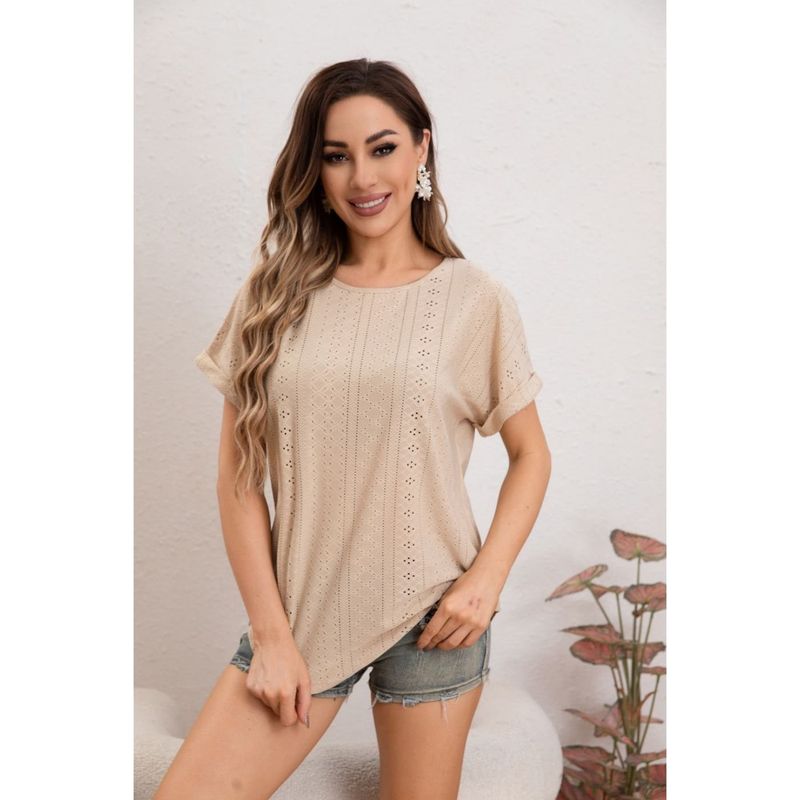 MPROPIA - Blusa Polera Mujer Manga Corta Tipo Encaje Tendencia Premium 5001