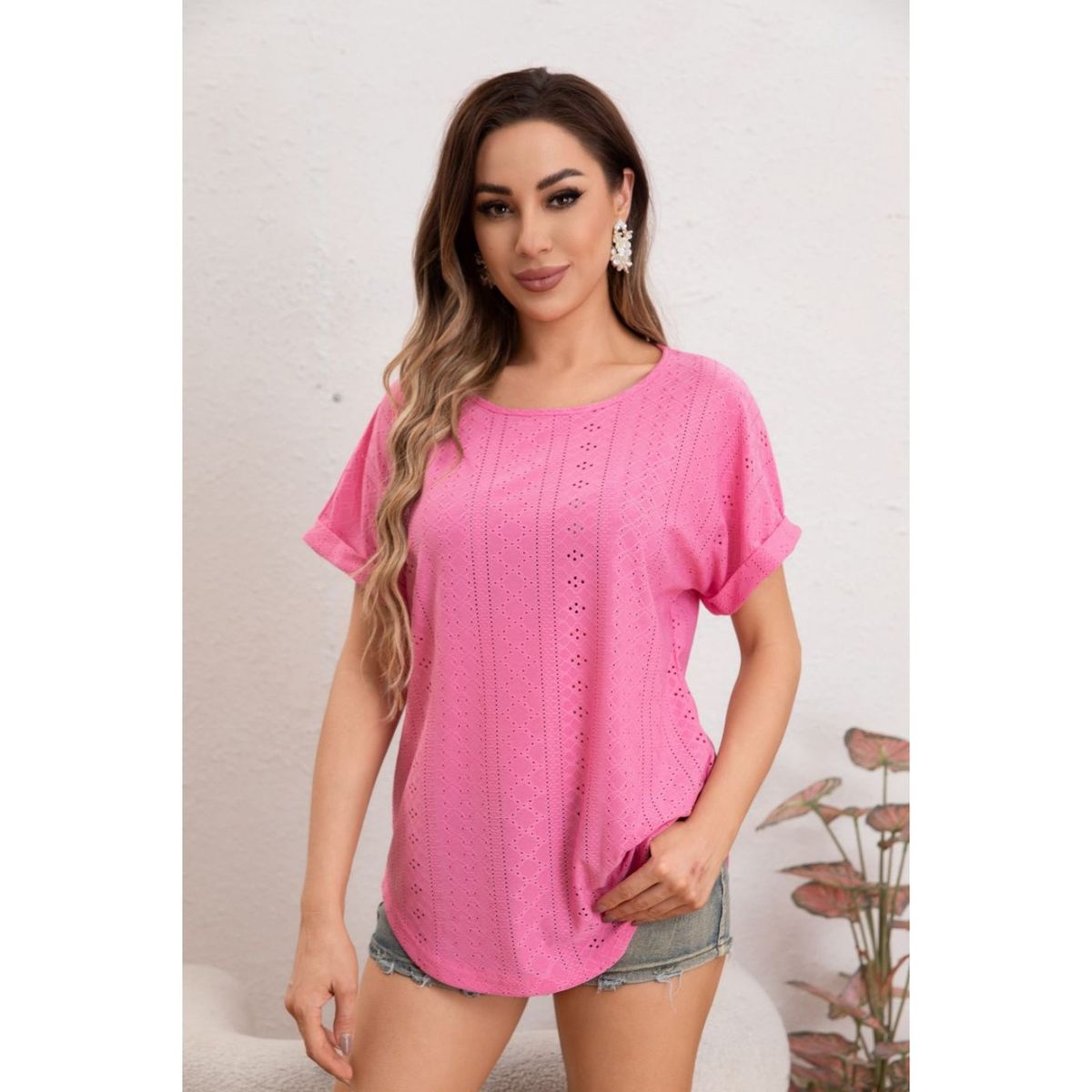 LIKE SHOP - Blusa Polera Mujer Manga Corta Tipo Encaje Tendencia Premium 5001