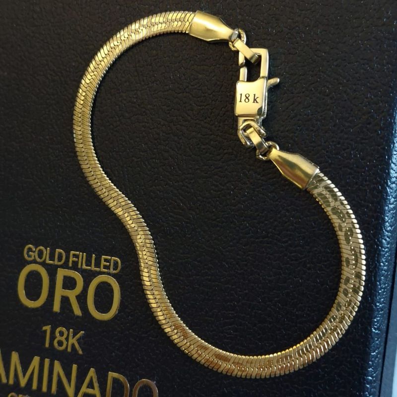 GENERICO - Pulsera ORO LAMINADO 18K Tejido SERPIENTE Diseño BOA
