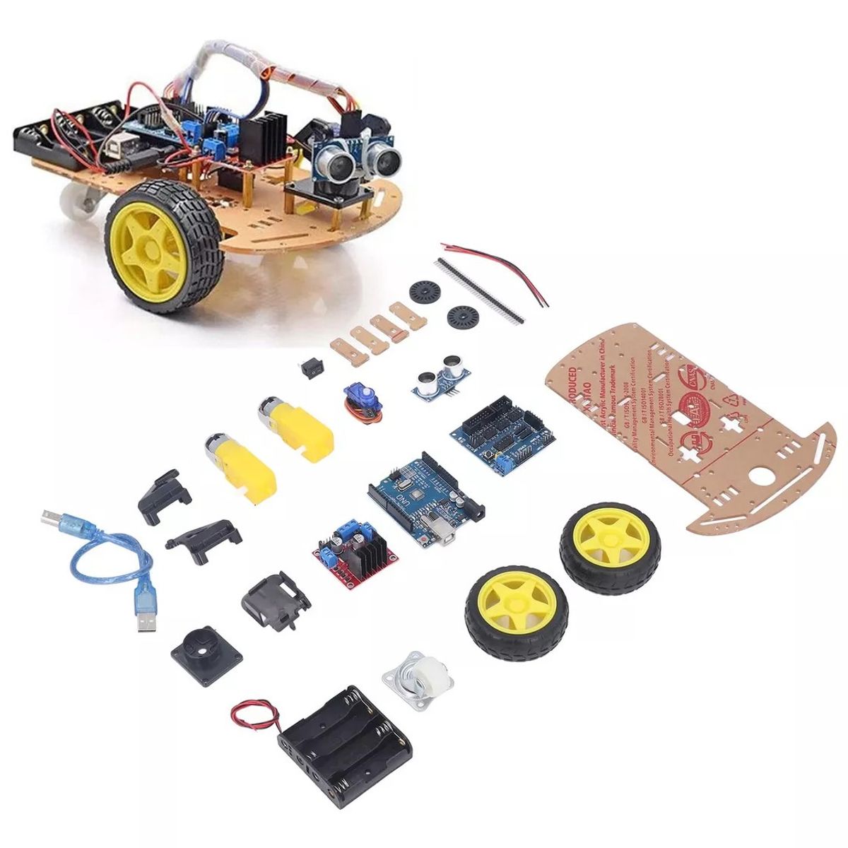 KUANGYE - Kit Chasis Completo Auto 2wd  Robot Arduino Compatible
