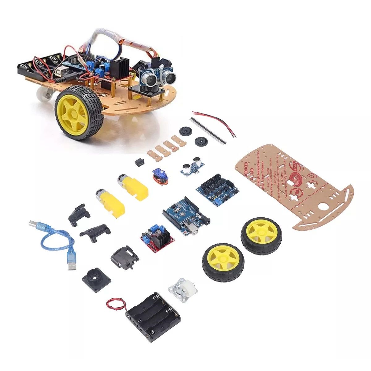 KUANGYE - Kit Chasis Completo Auto 2wd  Robot Arduino Compatible