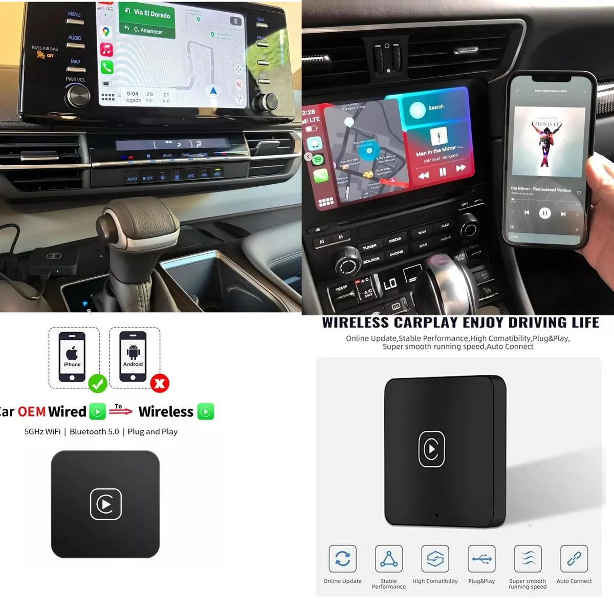 KUANGYE - Carplay Inalámbrico Adaptador Para Apple Sin Intervenir Car Play