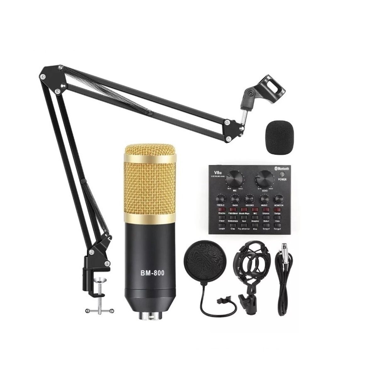 GENERICO - Microfono Profesional Condensador Tarjeta Sonido V8ii