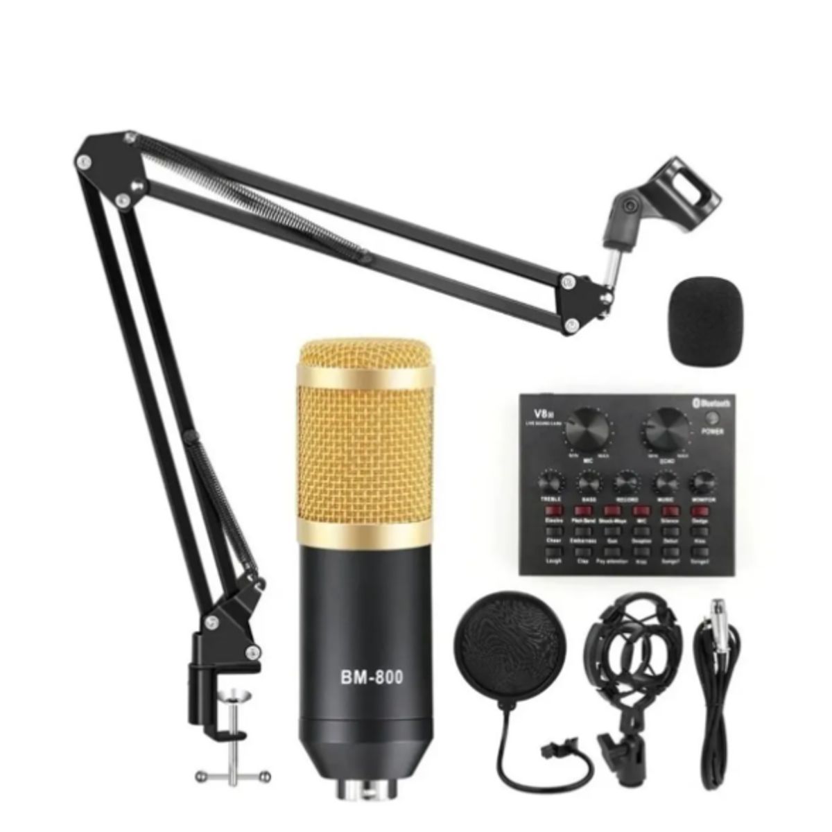 GENERICO - Microfono Profesional Condensador Tarjeta Sonido V8ii