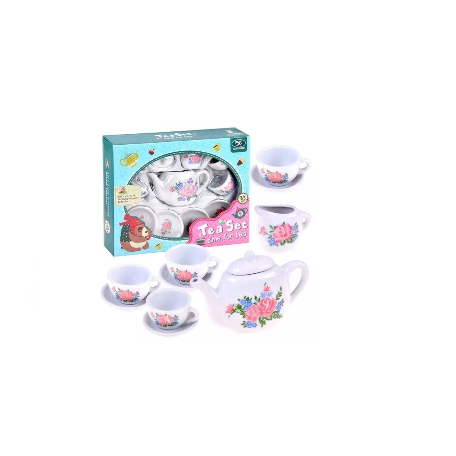 GENERICO Juego Tazas De Te Porcelana Juguete Para Niñas 11P Blanco