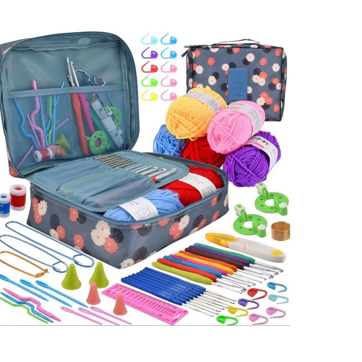GENERICO - Kit Con Estuche Crochet Silicona Accesorios Para Tejer