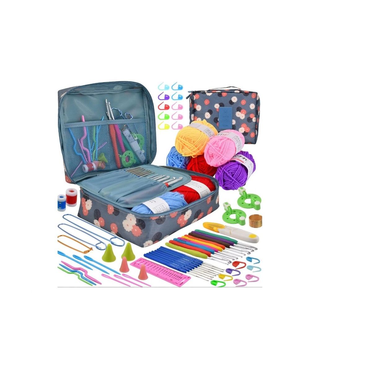 GENERICO - Kit Con Estuche Crochet Silicona Accesorios Para Tejer