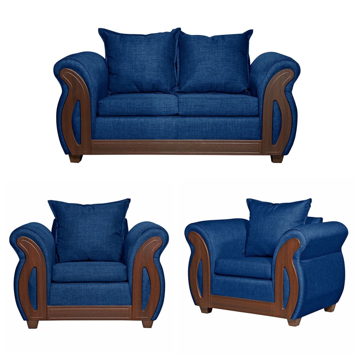 RUZAM MOBEL - JUEGO DE LIVING 2-1-1 ISIDORA AZUL