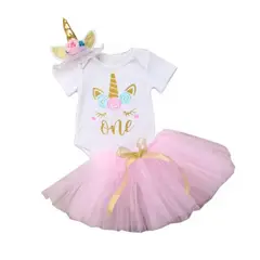 GENERICO - Disfraz Unicornio bebe, conjunto cumpleaños 1 año tutu rosa