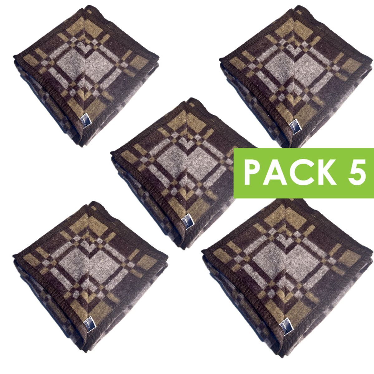 TEXTIL RANCO - Frazada Termica Escocesa PACK 5  Café 1,5 plazas 450g