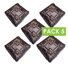 TEXTIL RANCO - Frazada Termica Escocesa PACK 5 Café 1,5 plazas 450g