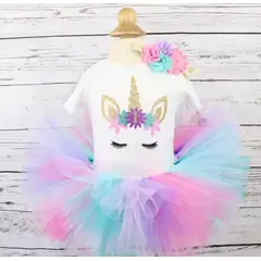 GENERICO - Disfraz Unicornio bebe 1 año, conjunto cumpleaños con tutu