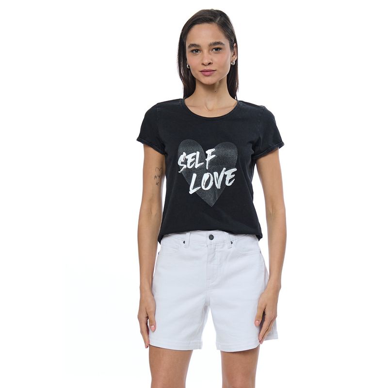 IO - Polera Manga Corta Negro Mujer Io