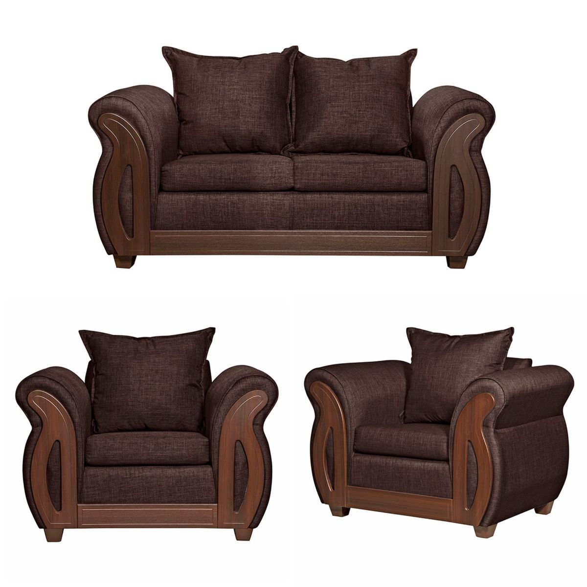 RUZAM MOBEL - JUEGO DE LIVING 2-1-1 ISIDORA CAFÉ